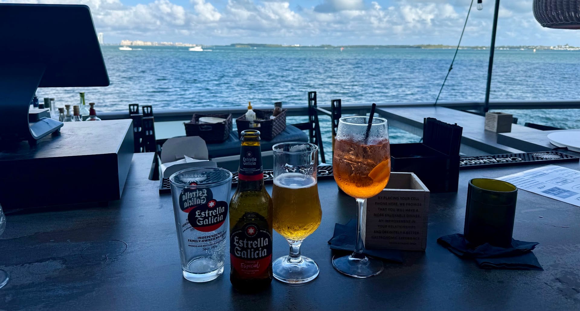 Beer and cocktails with Biscayne Bay views