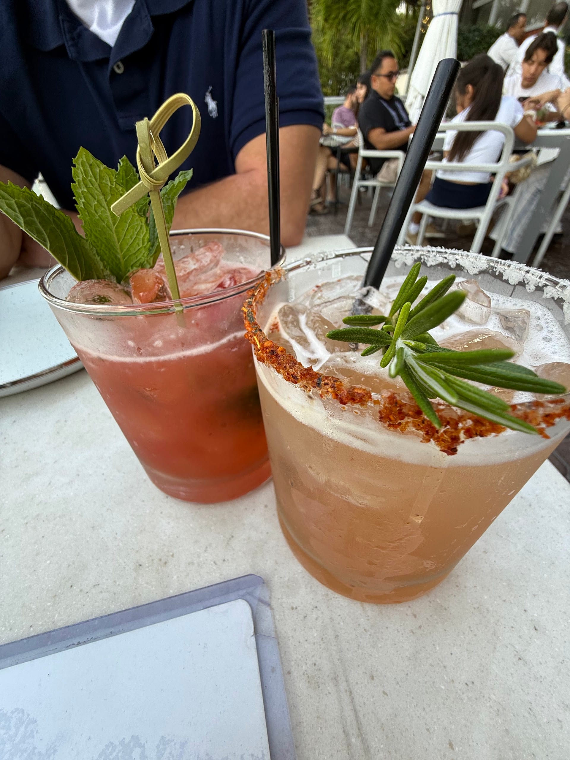 Cocktails at the bar rail